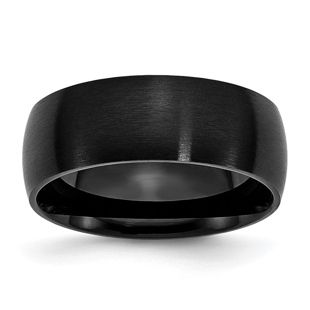 Stainless Steel 8mm Black IP-plated Brushed Band Size - 12.5