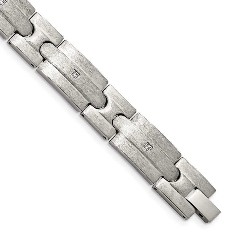 Stainless Steel Brushed with CZ 8.25in Bracelet 8.25 inches