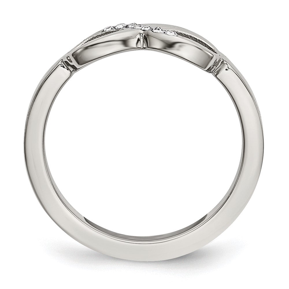 Stainless Steel Polished Infinity Symbol CZ Ring Size - 9