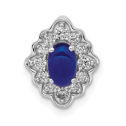 14k White Gold Fancy Diamond and Cabochon Sapphire Chain Slide