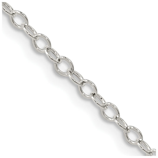 Sterling Silver 2.5mm Flat Open Oval Cable Chain 20 Inches