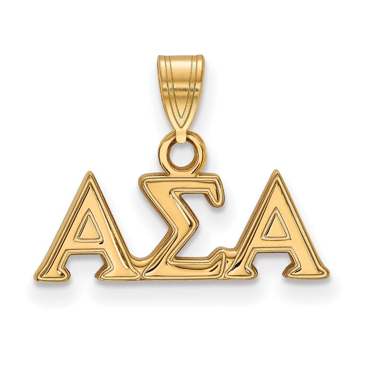 Sterling Silver w/ 14K Yellow Gold-Plated Official Licensed Greek Sororities Alpha Sigma Alpha (???) Small Pendant