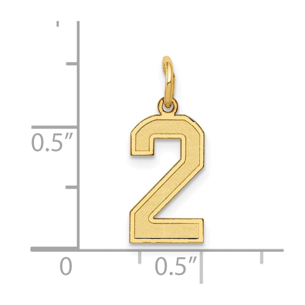 14k Small Satin Number 2 Charm