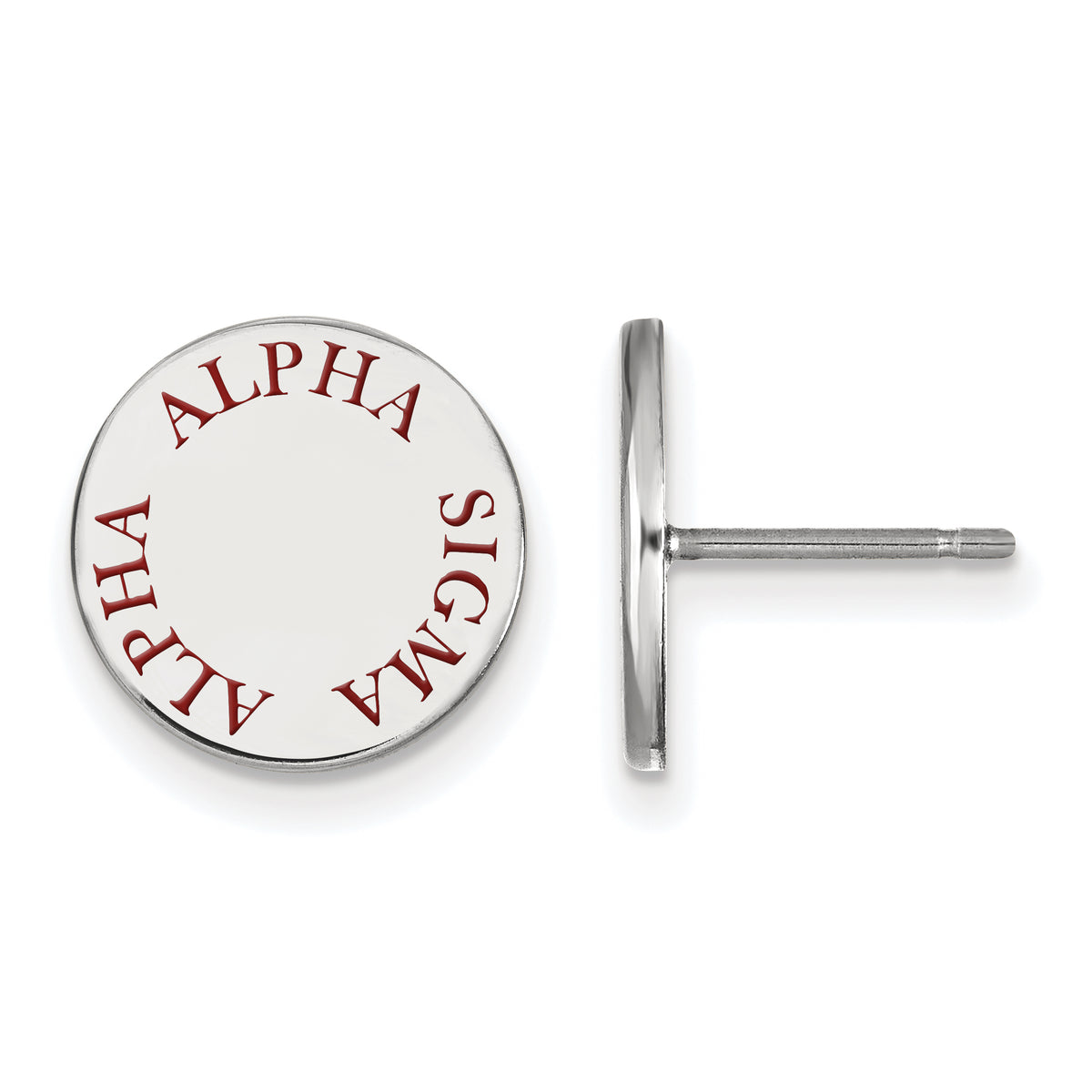 Sterling Silver Official Licensed Greek Sororities Alpha Sigma Alpha (???) Enameled Post Earrings