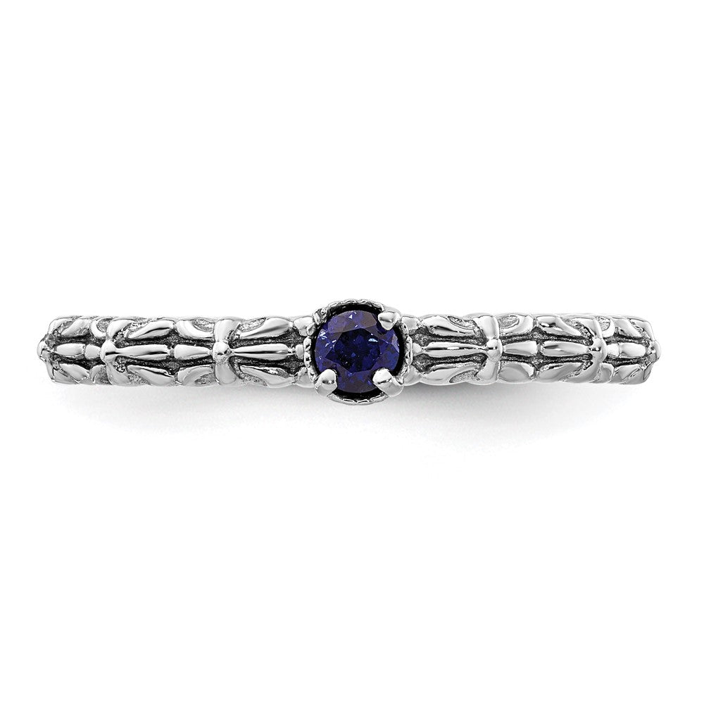 Sterling Silver Stackable Expressions Created Sapphire Single Stone Ring Size -7