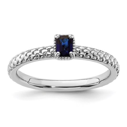 Sterling Silver Stackable Expressions Created Sapphire Single Stone Ring Size -9