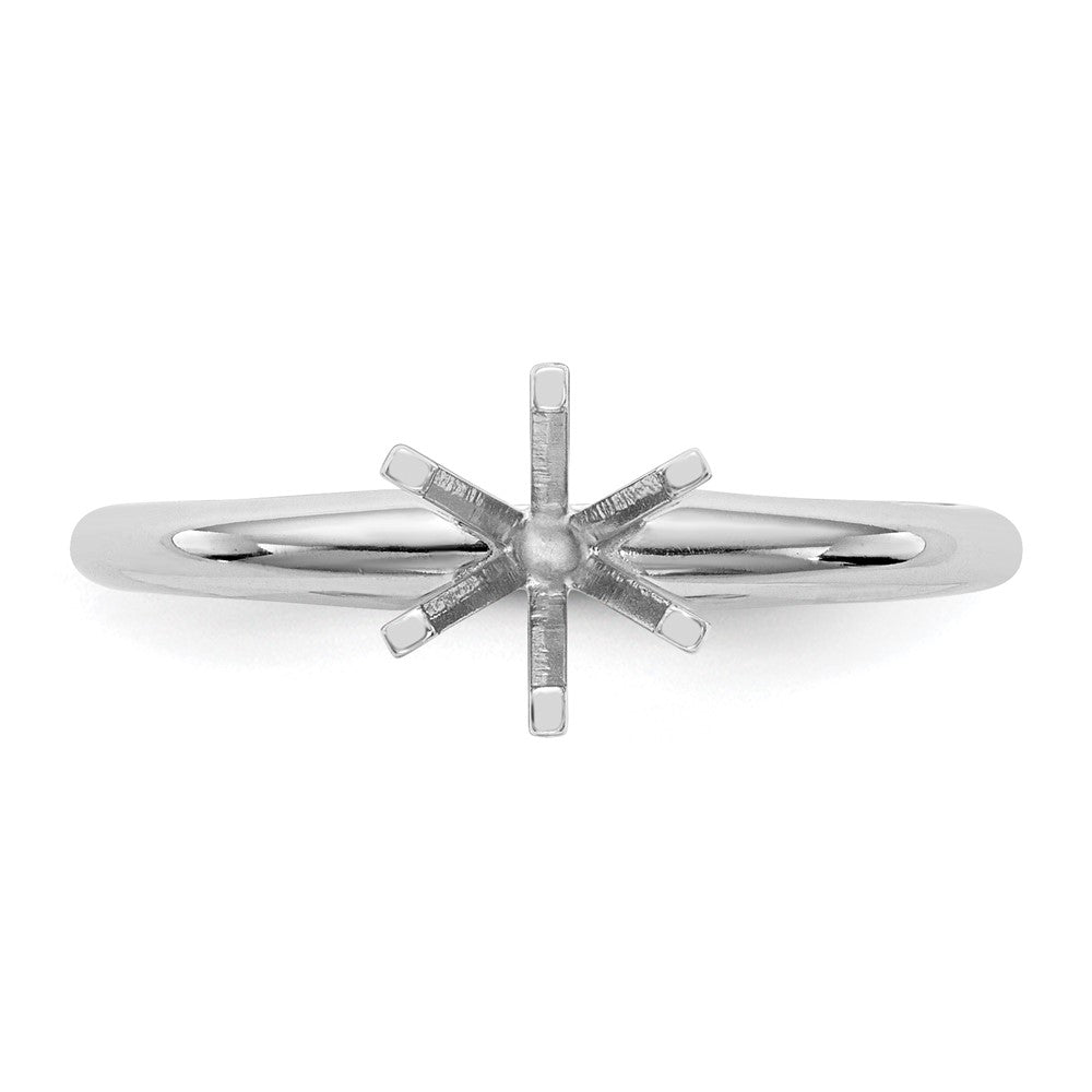 14k White Gold 1 carat Lightweight Half-Round 6-Prong Round Solitaire Ring Mounting