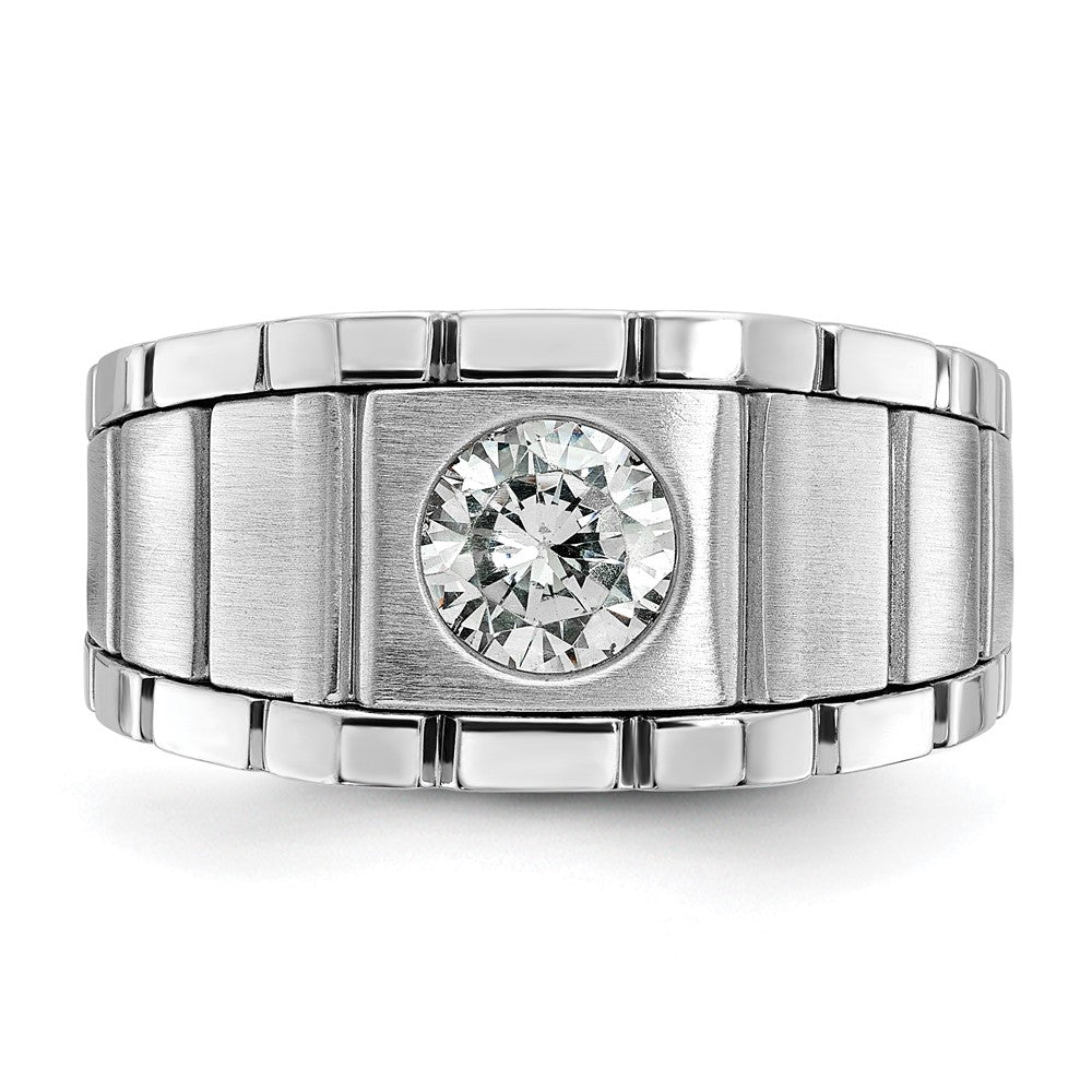 SS Men's Polished & Satin CZ Ring