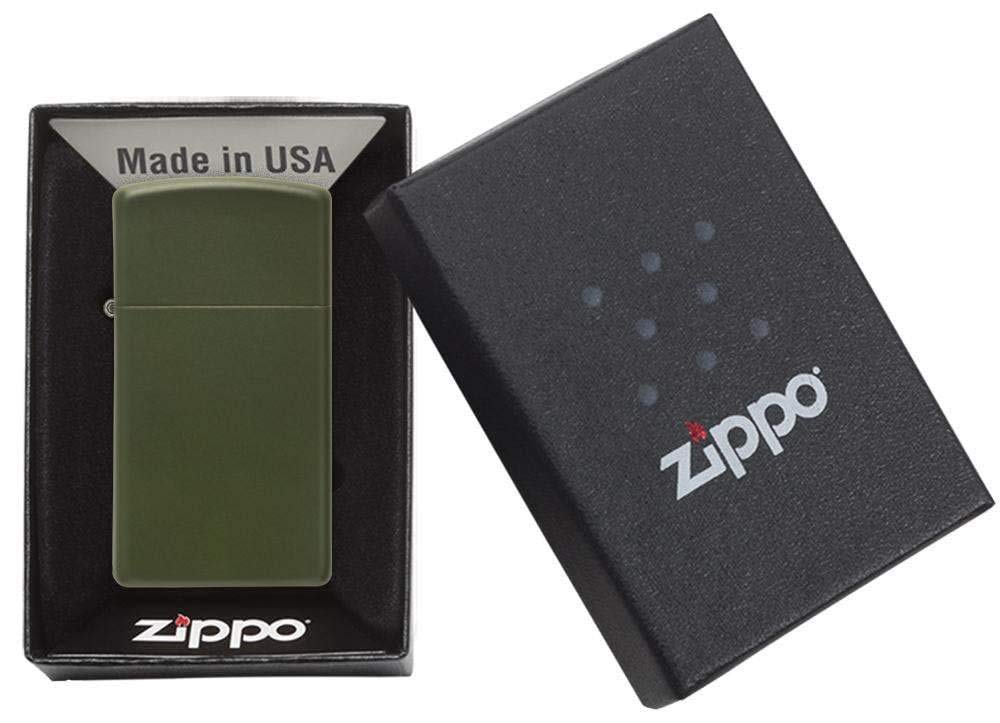 Zippo Slim Green Matte Pocket Lighter