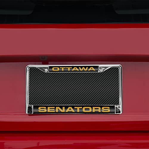 Rico Industries Hockey Ottawa Senators Black 12" x 6" Laser Cut Chrome Frame - Car/Truck/SUV Automobile Accessory