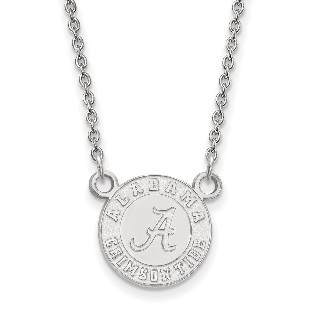 Sterling Silver U of Alabama Sm Crimson Tide Disc Necklace