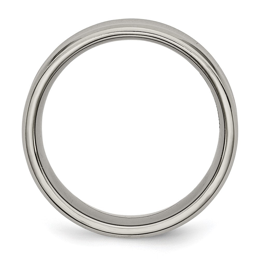 Titanium Polished Concave 8mm Beveled Edge Band Size - 9