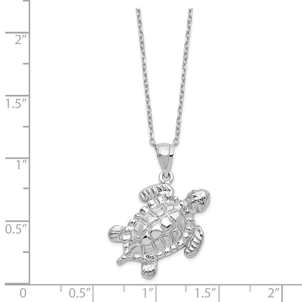 Sterling Silver Rhodium-plated Polished Turtle Ash Holder 18 inch Necklace 18 Inches
