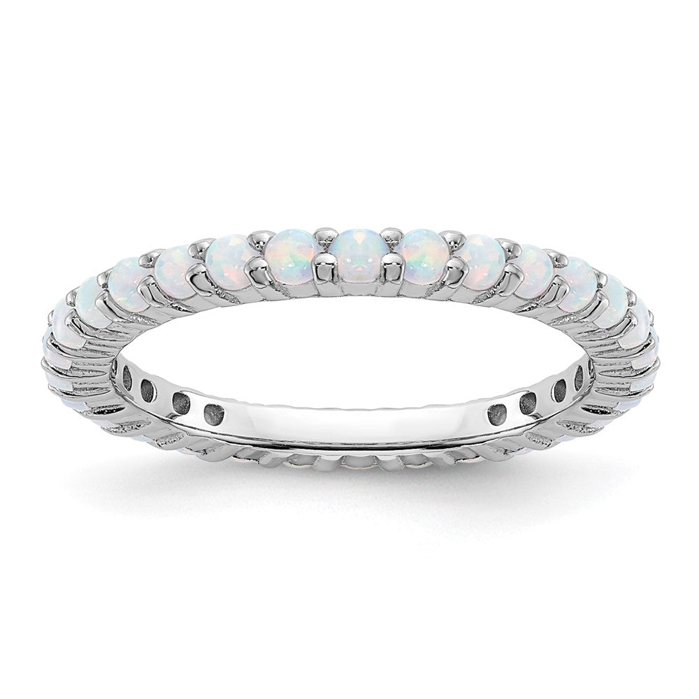 Sterling Silver Stackable Expressions Created Opal Ring Size -8
