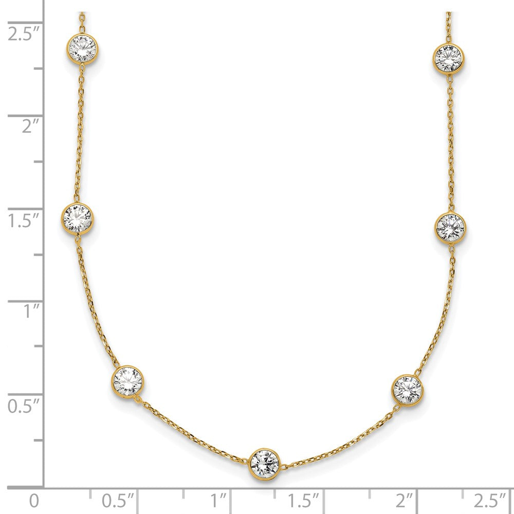 10K Polished CZ 9 Station Necklace