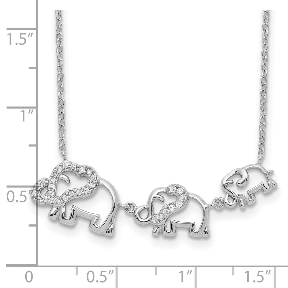 Sterling Silver Rhodium-plated CZ Elephants Necklace 18 Inches