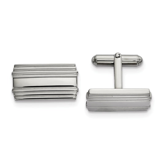 Chisel  Stainless Steel 19.13x17.5mm Polished Men's Flat Cuff Links