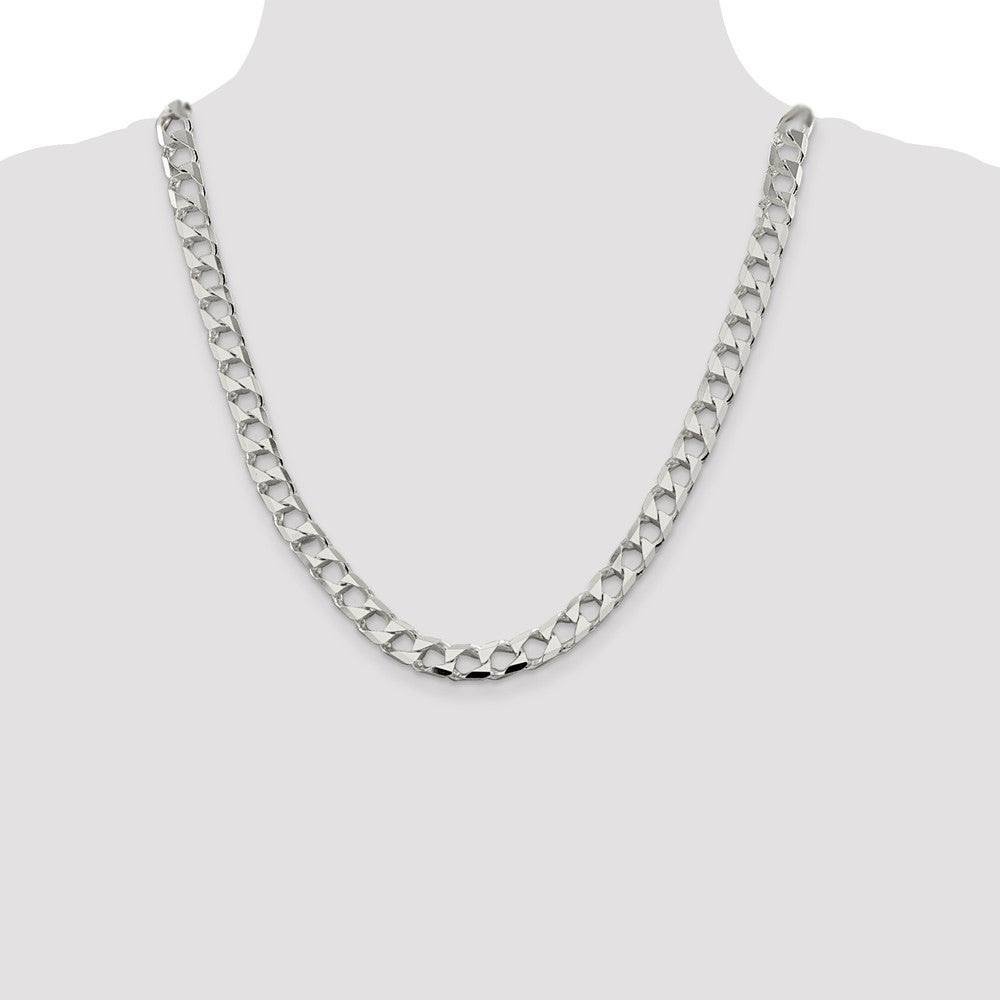 Sterling Silver 8.6mm D/C Square Curb Chain 22 Inches