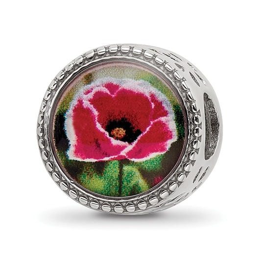 Sterling Silver Reflections Rhodium-plated August Flower Bead