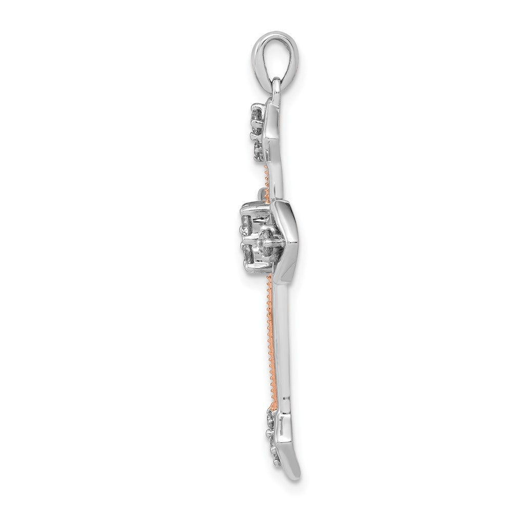 14k Two Tone Rose and White Gold 3/8 carat Lab Grown Diamond VS/SI+ G+ Cross Pendant