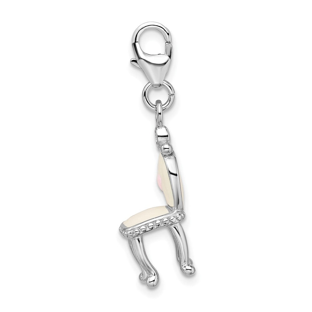 Amore La Vita Sterling Silver Rhodium-plated Polished 3-D Enameled Vanity Chair Charm with Fancy Lobster Clasp