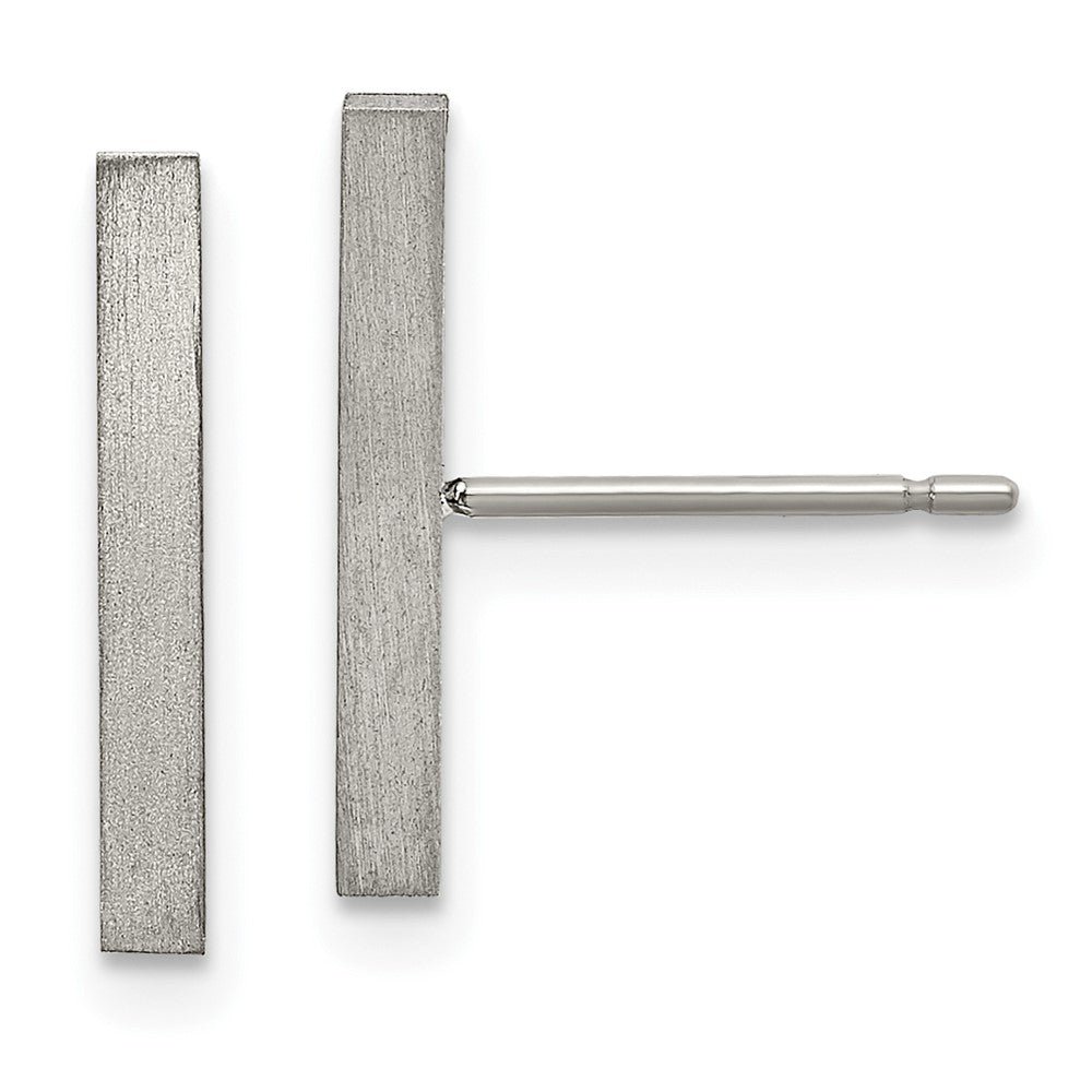 Titanium Brushed Bar Post Earrings
