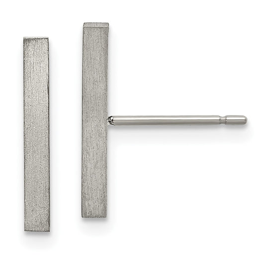 Titanium Brushed Bar Post Earrings