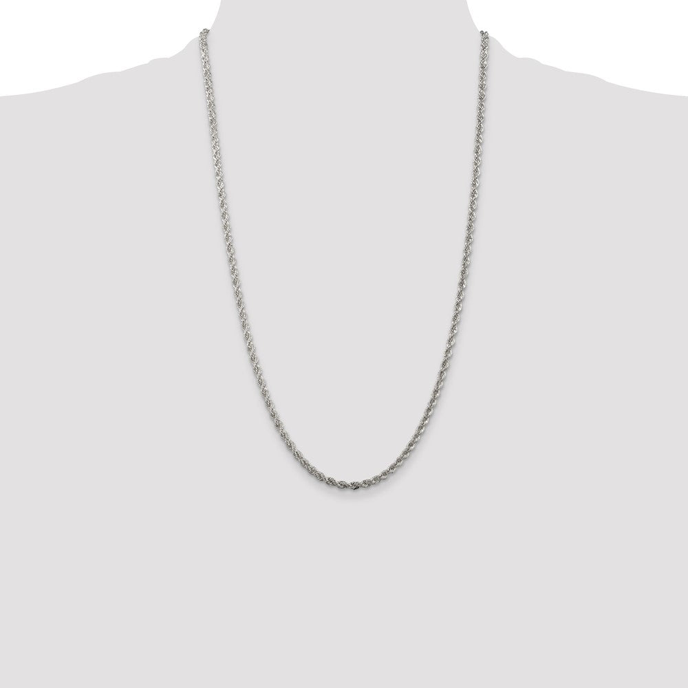 Sterling Silver 3mm Solid Rope Chain 26 Inches