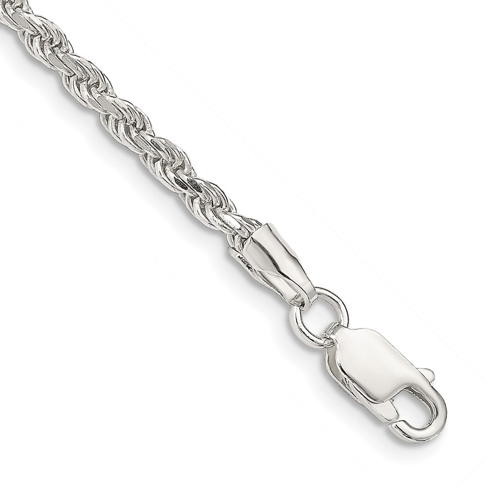 Sterling Silver 2.75mm Diamond-cut Rope Chain 9 inches
