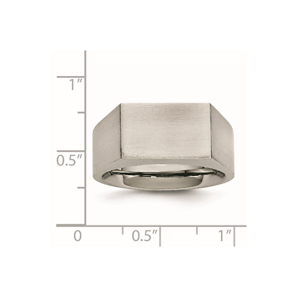 Stainless Steel Brushed and Polished Signet Ring Size - 10