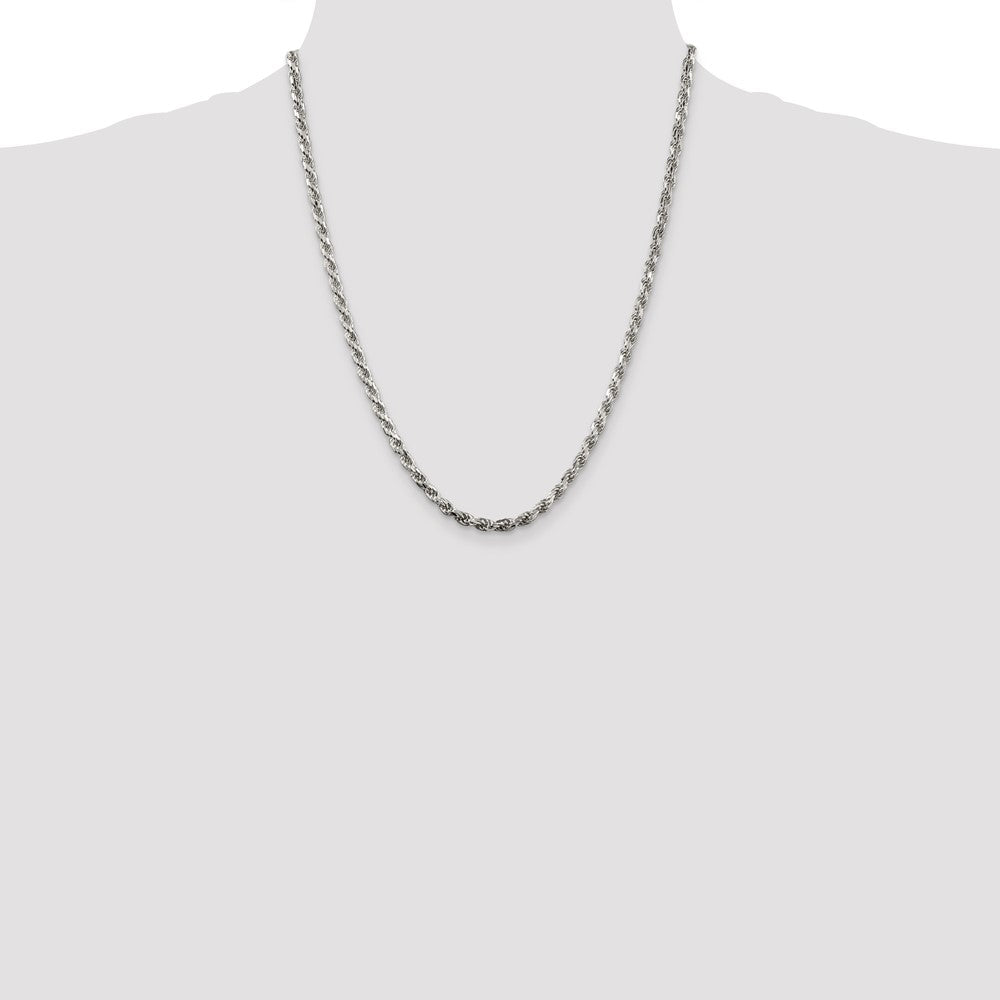 Sterling Silver 3.75mm Diamond-cut Rope Chain 22 Inches