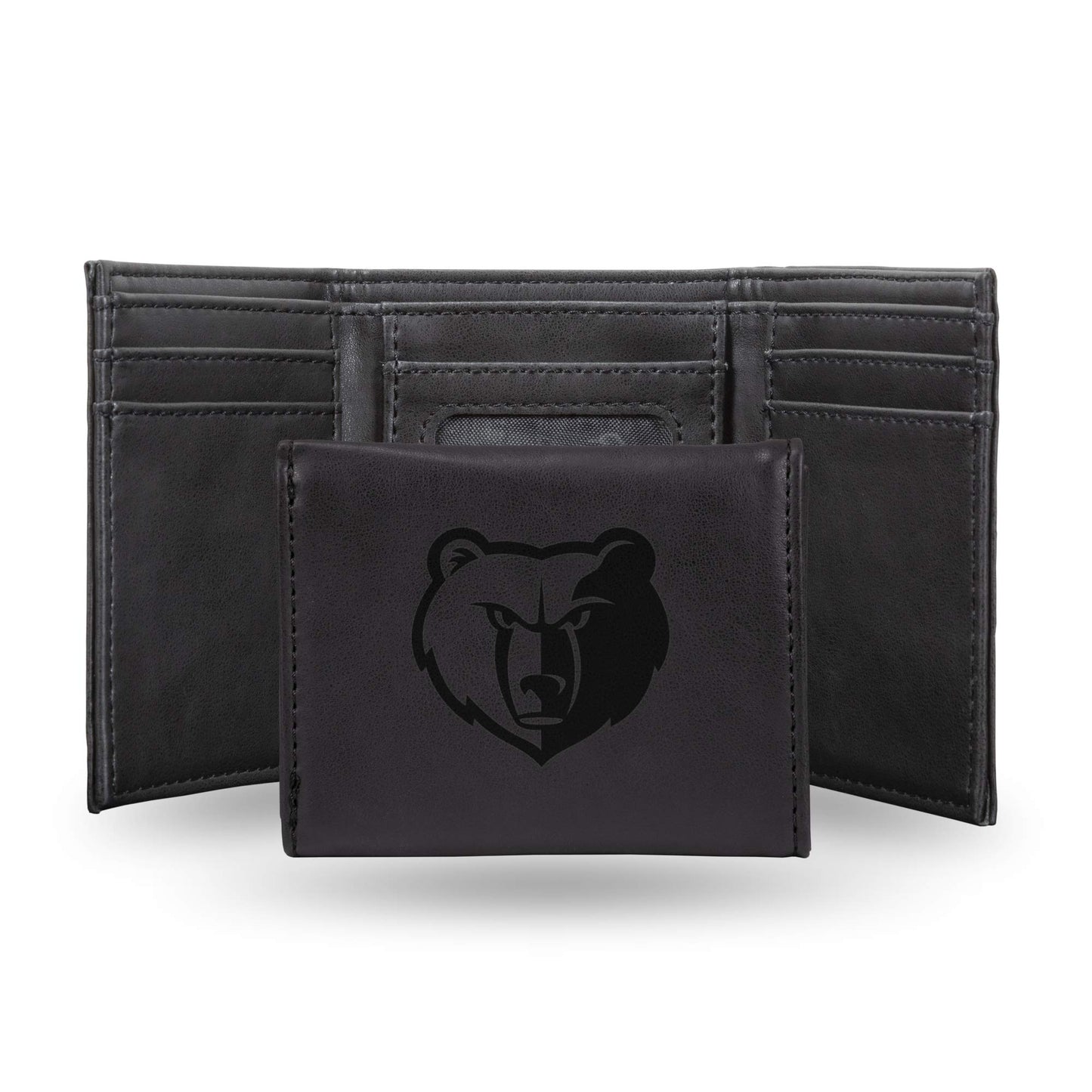 Basketball Rico Industries Memphis Grizzlies Black Laser Engraved Trifold Laser Engraved Tri-Fold Wallet - Men's Accessory