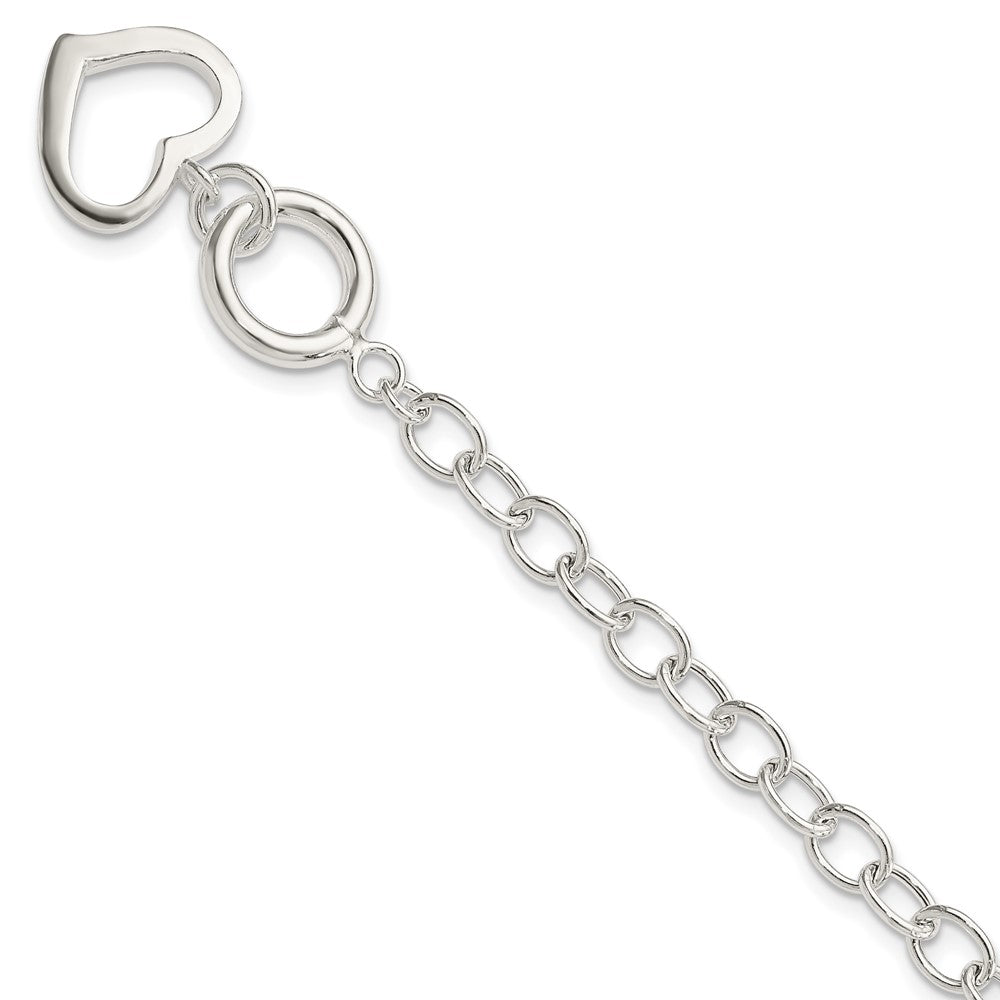 Sterling Silver Open Link Heart Bracelet 8.5 inches