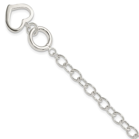 Sterling Silver Open Link Heart Bracelet 8.5 inches