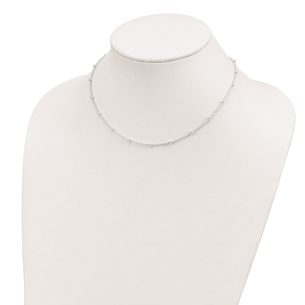 Sterling Silver Polished Beaded Necklace 16 Inches