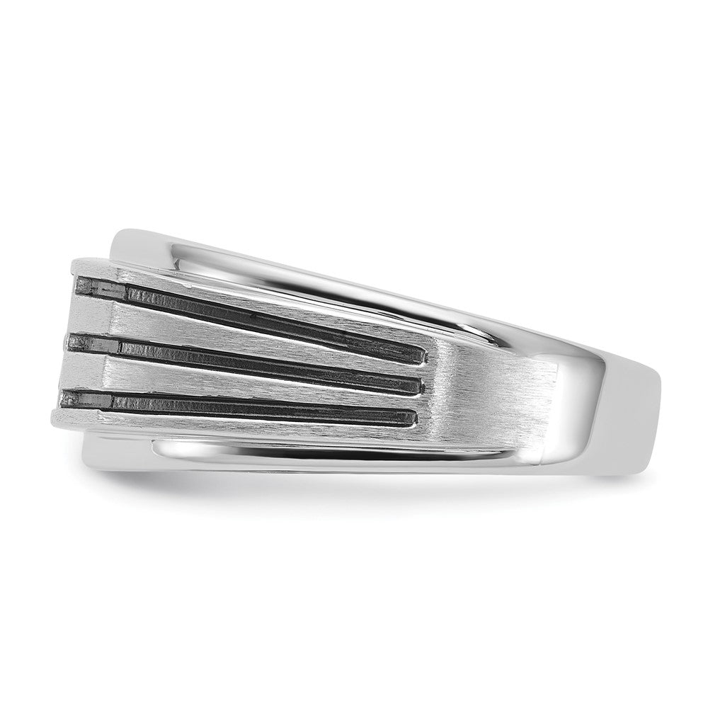 IBGoodman 14k White Gold with Black Rhodium 1/3 carat Lab Grown Diamond VS/SI+ G+ Complete Polished and Grooved Men's Ring