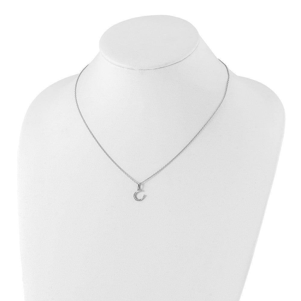 White Ice Sterling Silver Rhodium-plated 18 Inch Diamond Horseshoe Necklace with 2 Inch Extender 18 Inches