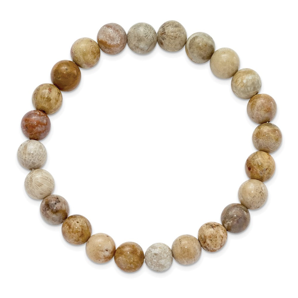 Beaded Stretch Chrysanthemum Agate Bracelet 7 inches