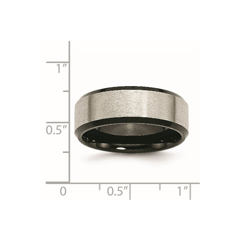 Titanium Brushed Center Black IP-plated 8mm Beveled Edge Band Size - 11.5