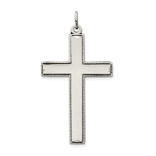 Sterling Silver Oxidized Cross w/ Prayer on Back Pendant