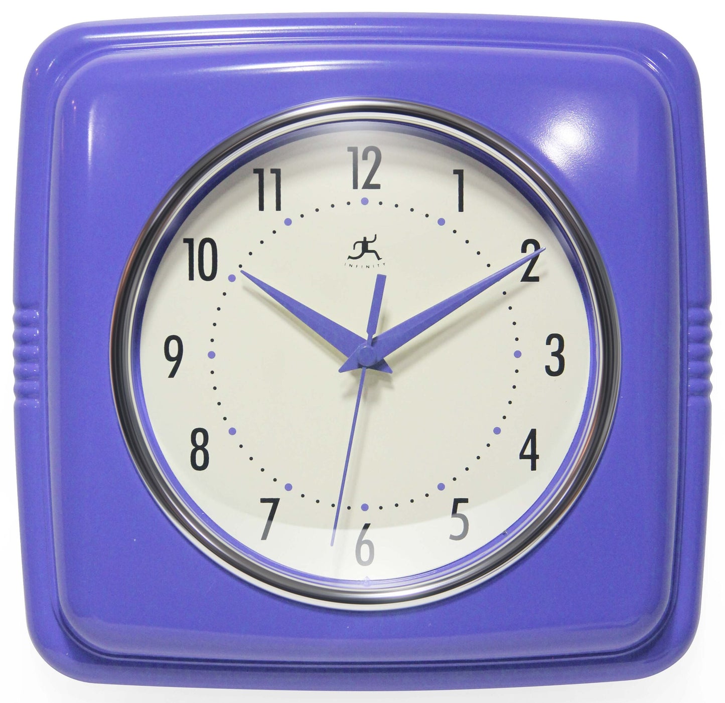 Infinity Instruments Retro Square Veri Periwinkle Plastic 9.25-inch Analog Wall Clock