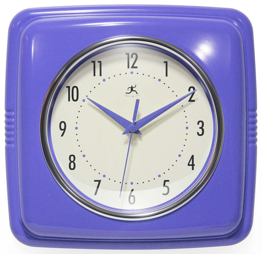 Infinity Instruments Retro Square Veri Periwinkle Plastic 9.25-inch Analog Wall Clock