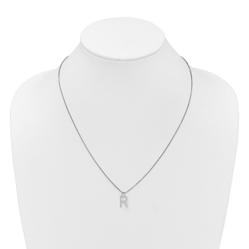 White Ice Sterling Silver Rhodium-plated 18 inch Diamond Letter R Initial Necklace plus 2 inch Extender 18 Inches