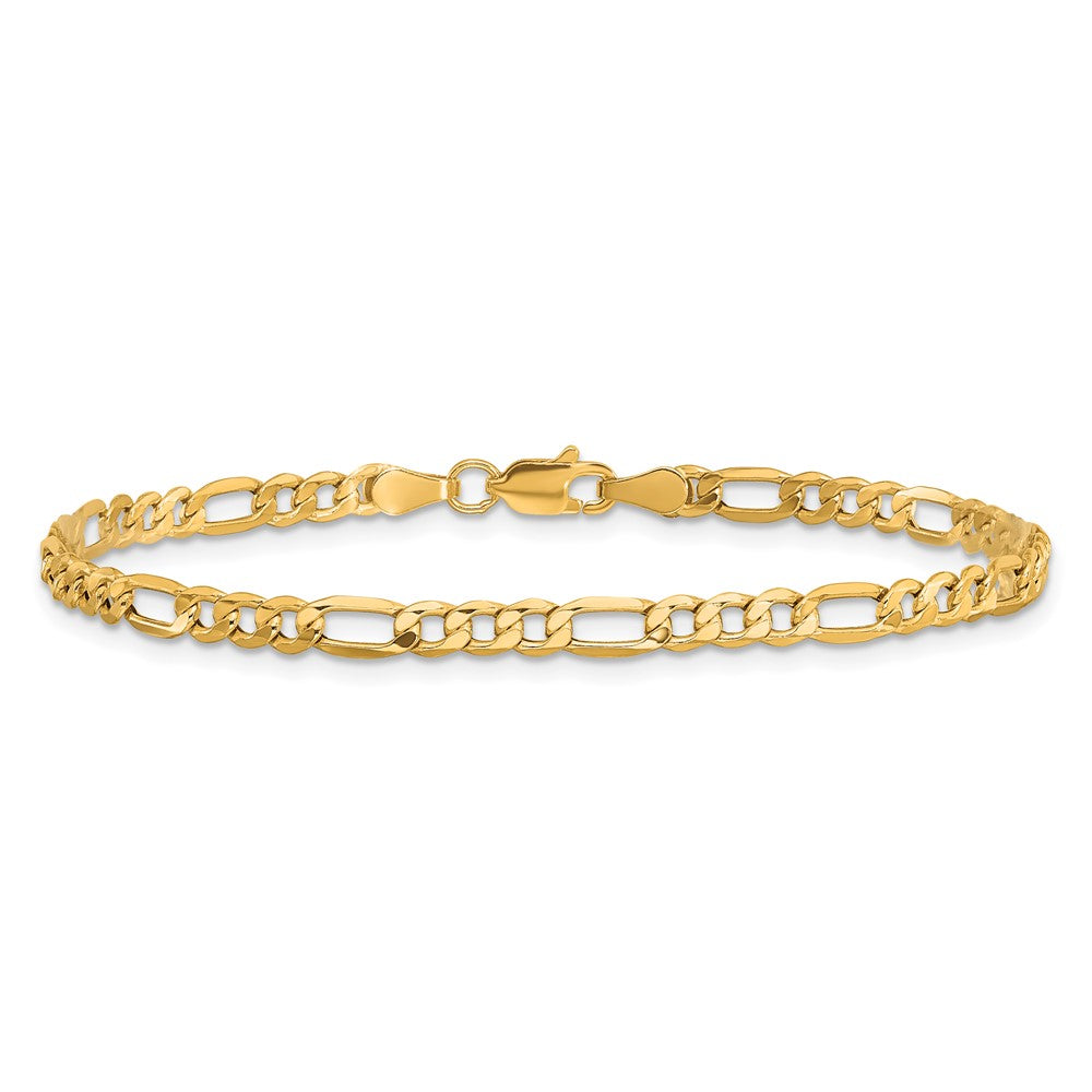 10k 3.5mm  CUT Semi-Solid Figaro  Length = 6 Inch  Lobster Clasp