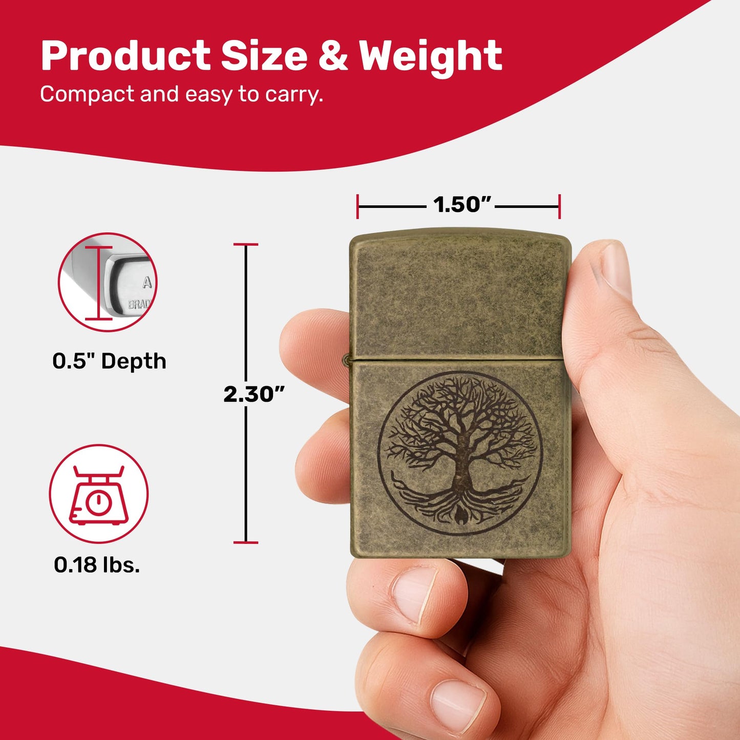 Zippo "Tree of Life" Antique Brass Pocket Lighter