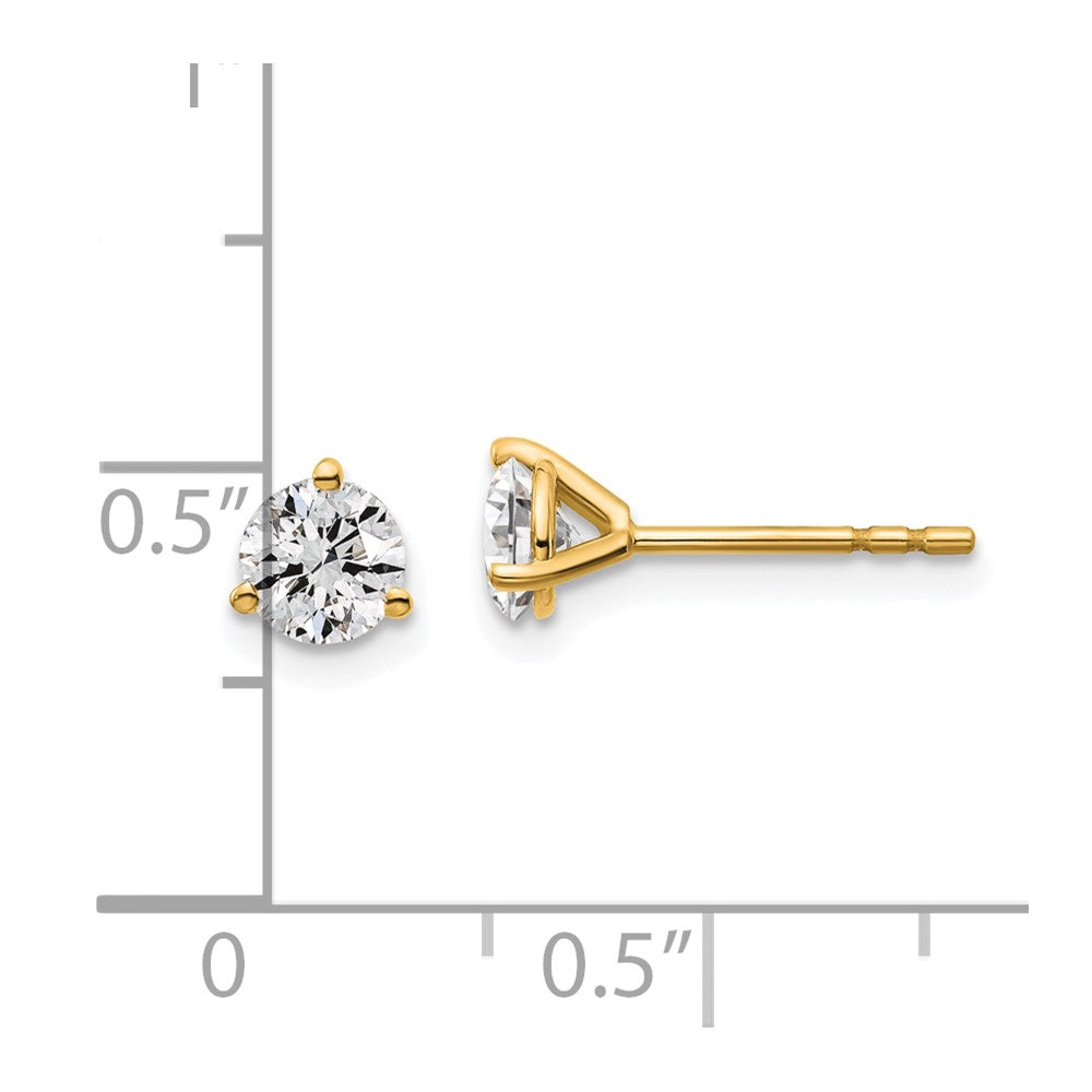 14k Yellow Gold 3/4 ctw Certified Lab Grown Diamond VS+ F+ Round 3 Prong Heavy Wt. Stud Earrings