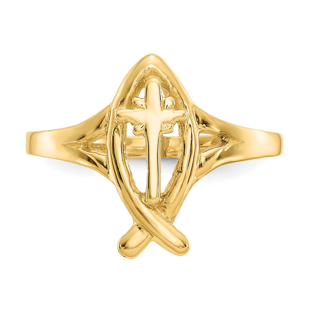 14k Ichthus w/Cross Ring Size 6