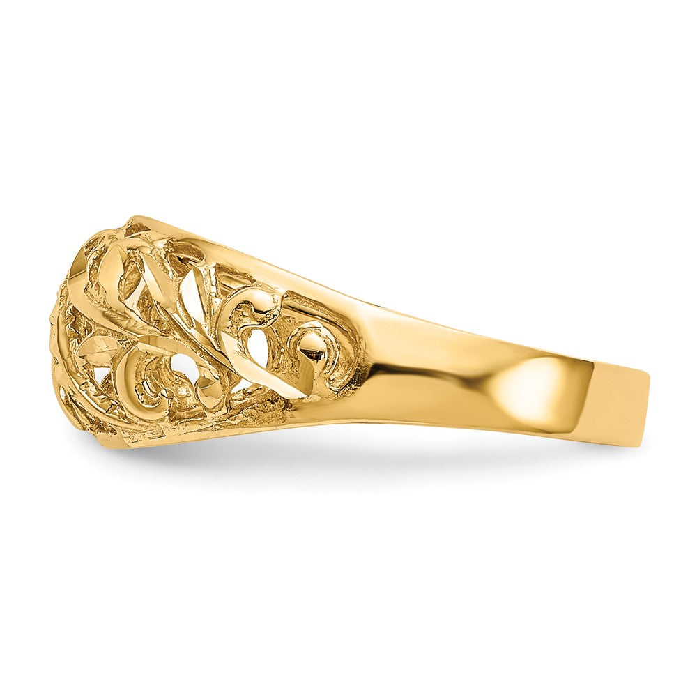 14K Paisley Diamond-cut Design Dome Ring Size 7