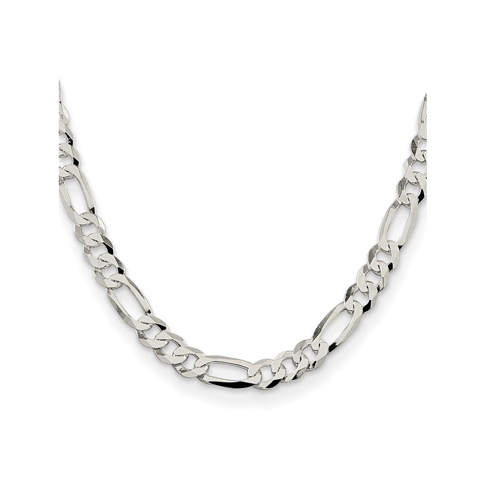 Sterling Silver 8.5mm Lightweight Flat Figaro Chain 20 Inches