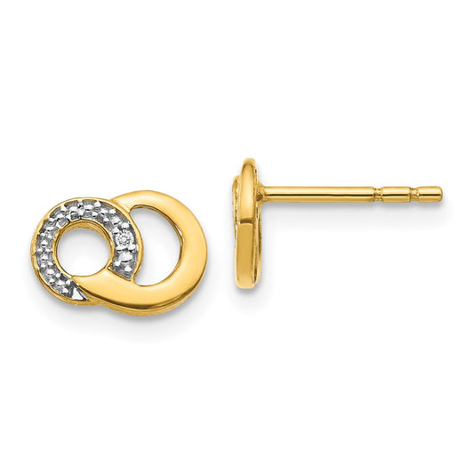 14k with White Rhodium Diamond Circles Post Earrings